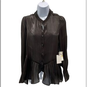 1. State Polished Nomad Blouse In Rich Black Size Medium